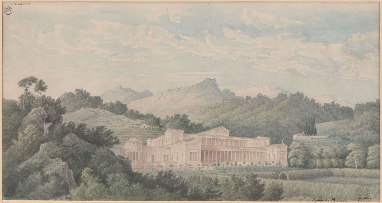 Reconstrução da Villa Tusca segundo Plínio. Vista geral de Karl Friedrich Schinkel