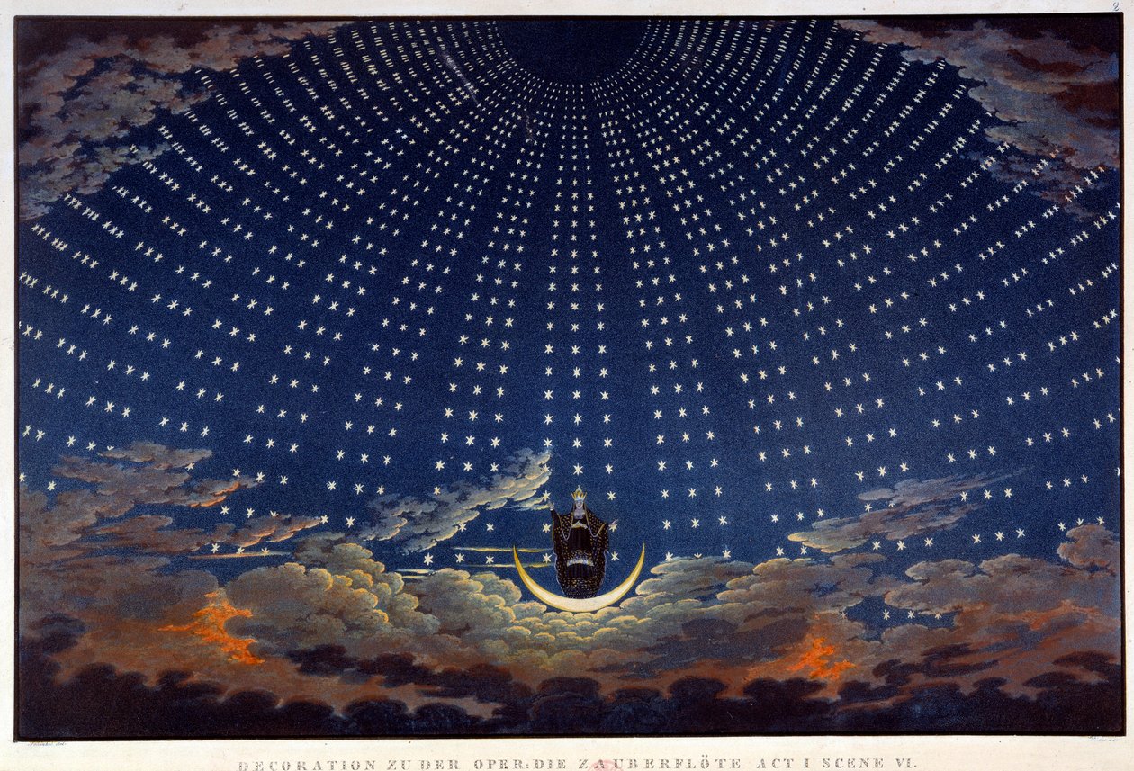 Cenografia para "A flauta encantada", ópera de Wolfgang Amadeus Mozart, realizou Karl Schinkel (1781-1841) de Karl Friedrich Schinkel