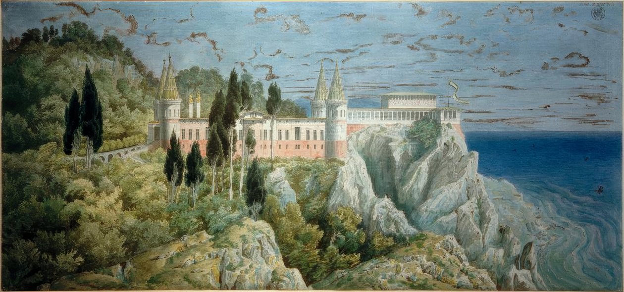 Castelo de Orianda, vista de Karl Friedrich Schinkel
