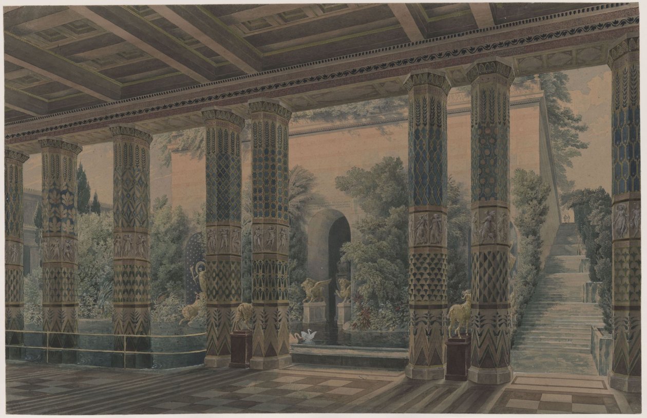 Palácio de Orianda na Crimeia. Projecto antigo. Salão de recepção, jardim imperial de Karl Friedrich Schinkel