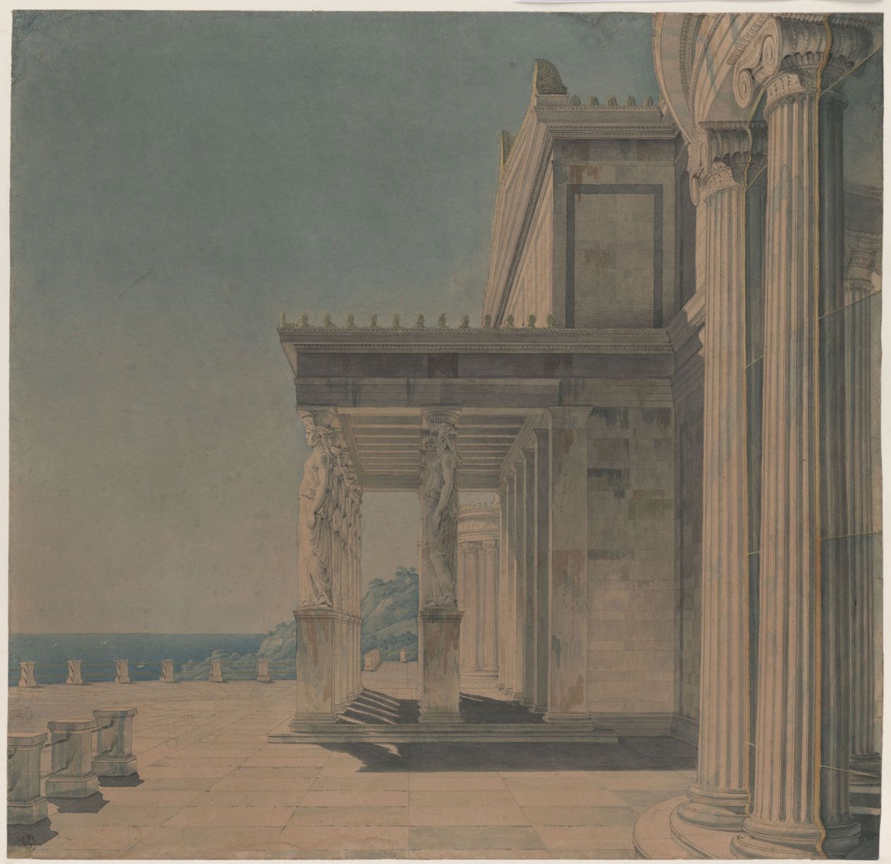 Castelo de Orianda, na Crimeia. Projeto de estilo antigo. Salão de Coré de Karl Friedrich Schinkel