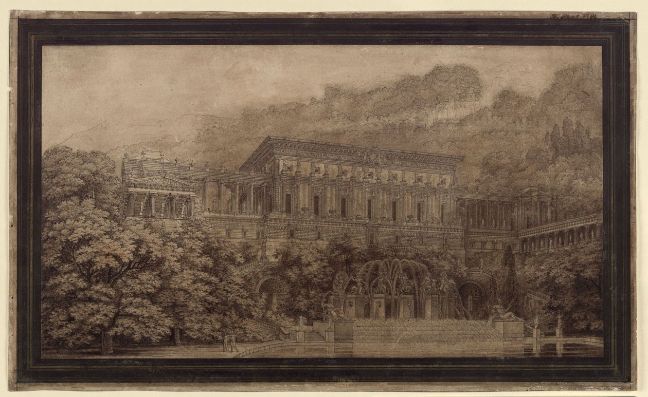 Castelo com grande conjunto de fontes de Karl Friedrich Schinkel