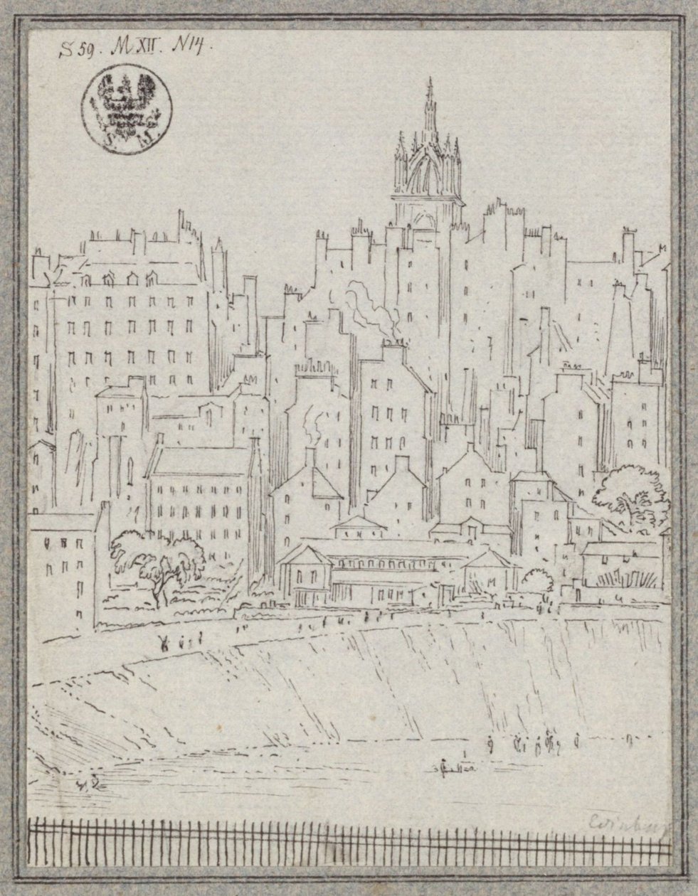Vista de Edimburgo com casas de Karl Friedrich Schinkel