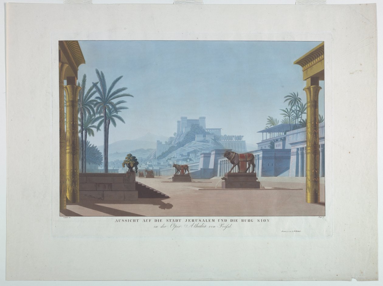 Cenário: Jerusalém e Monte Sião, para Athalia de Karl Friedrich Schinkel