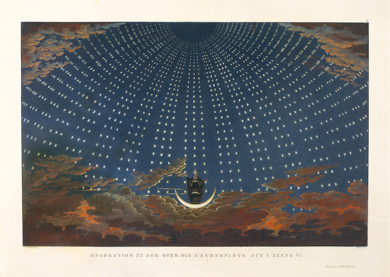 Cenário para a ópera A Flauta Mágica de Wolfgang Amadeus Mozart, 1847-1849. de Karl Friedrich Schinkel