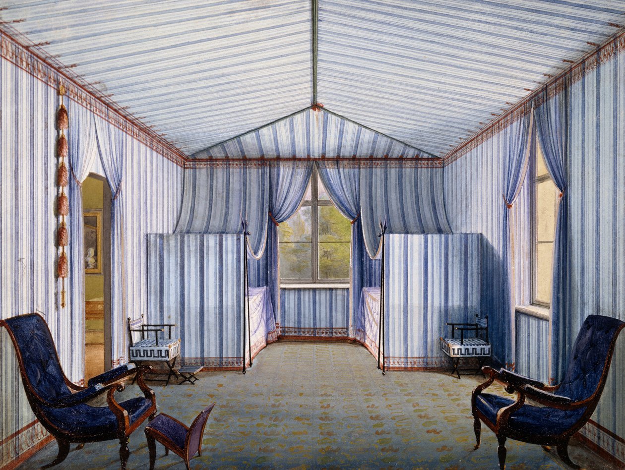 Décimo quarto no Palácio Charlottenhof, depois de 1830, aguarela de Karl Friedrich Schinkel (1781-1841) de Karl Friedrich Schinkel