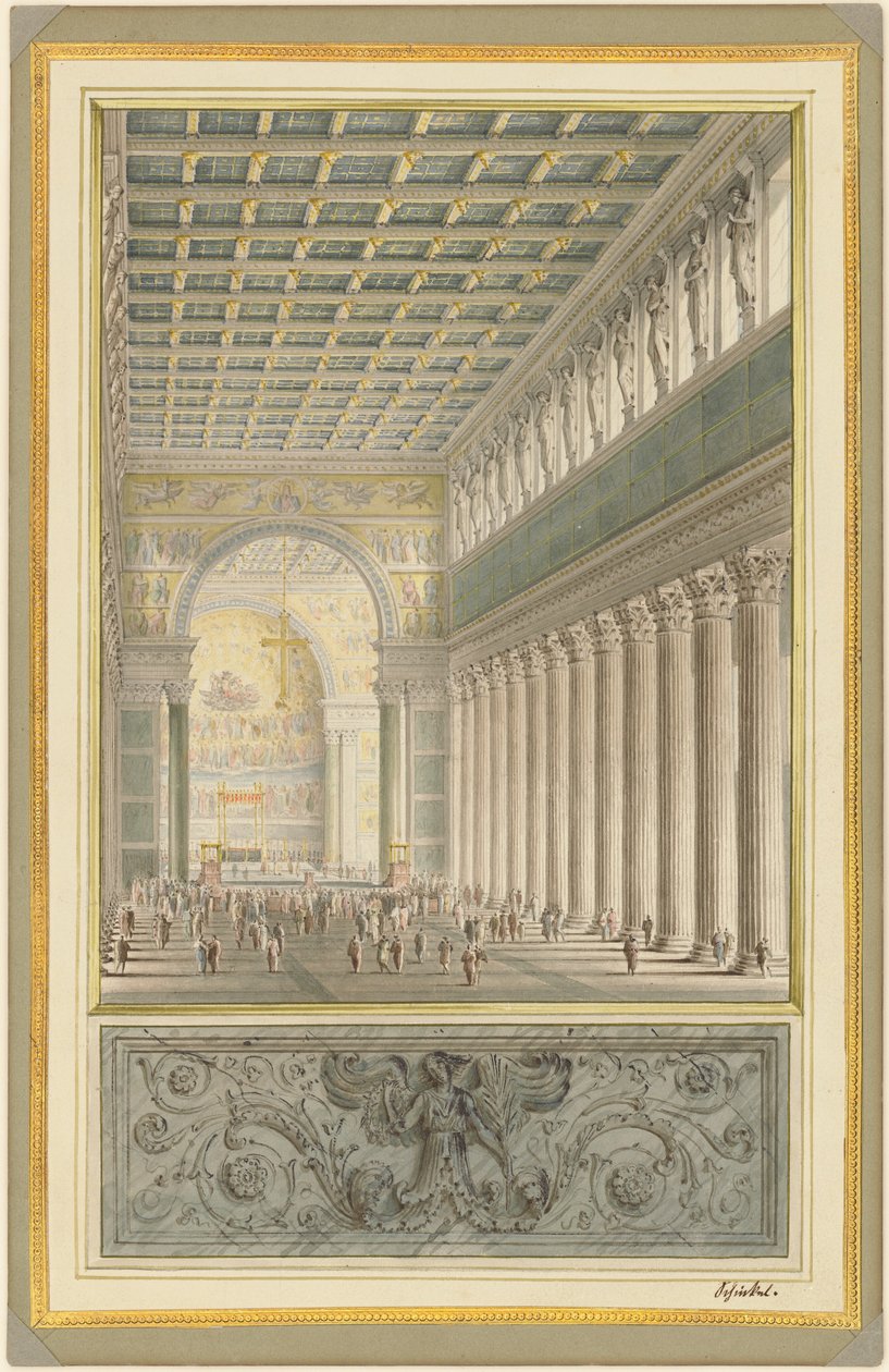 A nave, abside e travessia de uma catedral para Berlim de Karl Friedrich Schinkel