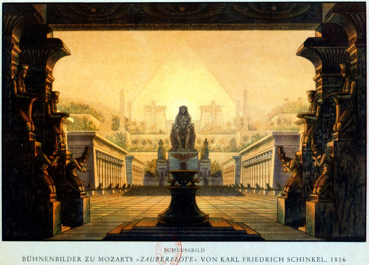 O pátio do templo de Ísis e Osíris onde Sarastro era Sumo Sacerdote, c1816 de Karl Friedrich Schinkel