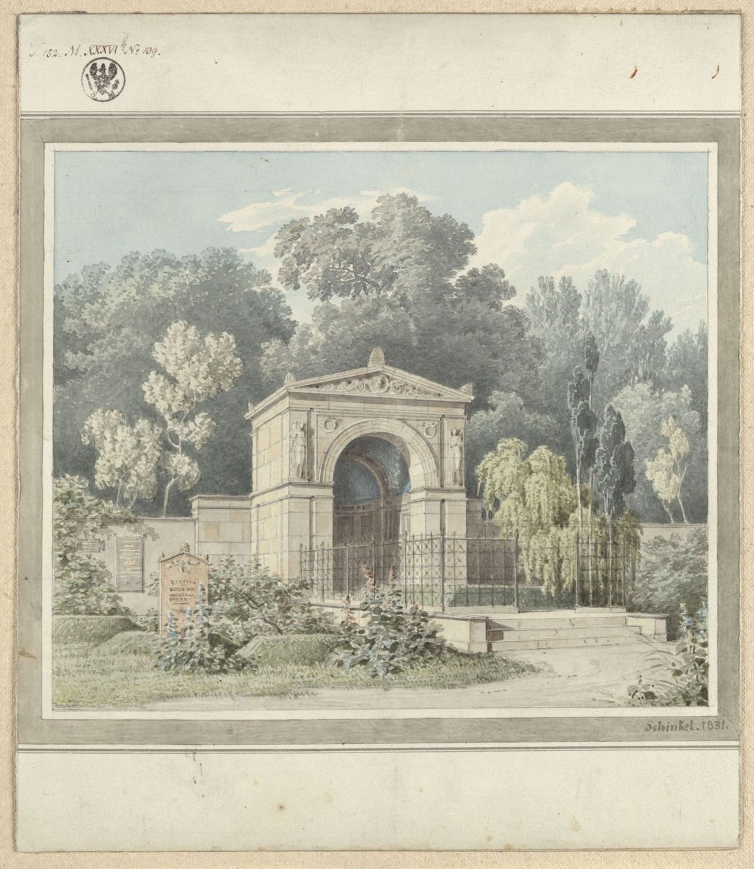 Zeitz. Projecto para o monumento funerário de Johann Friedrich Delbrück. Vista de Karl Friedrich Schinkel