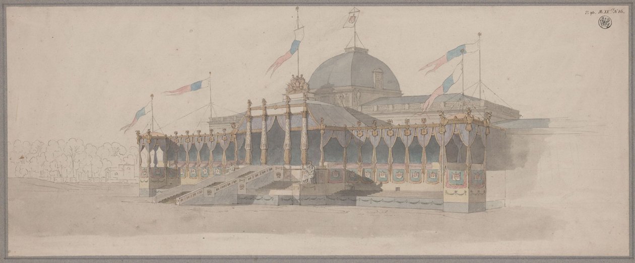 Tenda para a cerimónia de entrega das águias da Legião no Campo de Marte, em Paris, a 5 de dezembro de 1804 de Karl Friedrich Schinkel