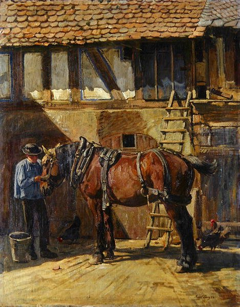 Agricultor com cavalo (óleo sobre tela) de Karl Gottlieb Lenz