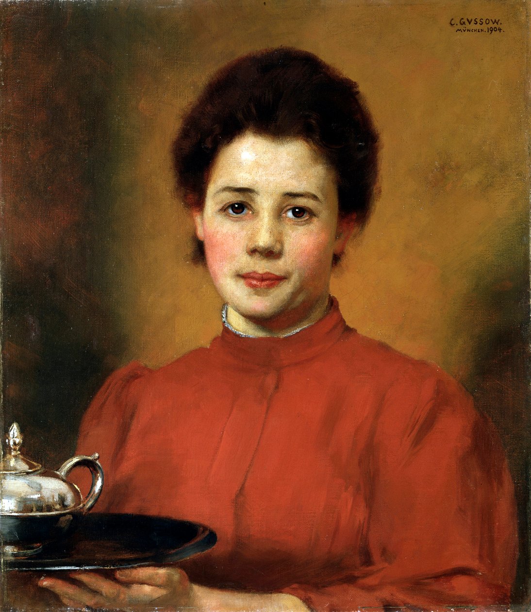 "A Woman in Red", 1904 de Karl Gusov