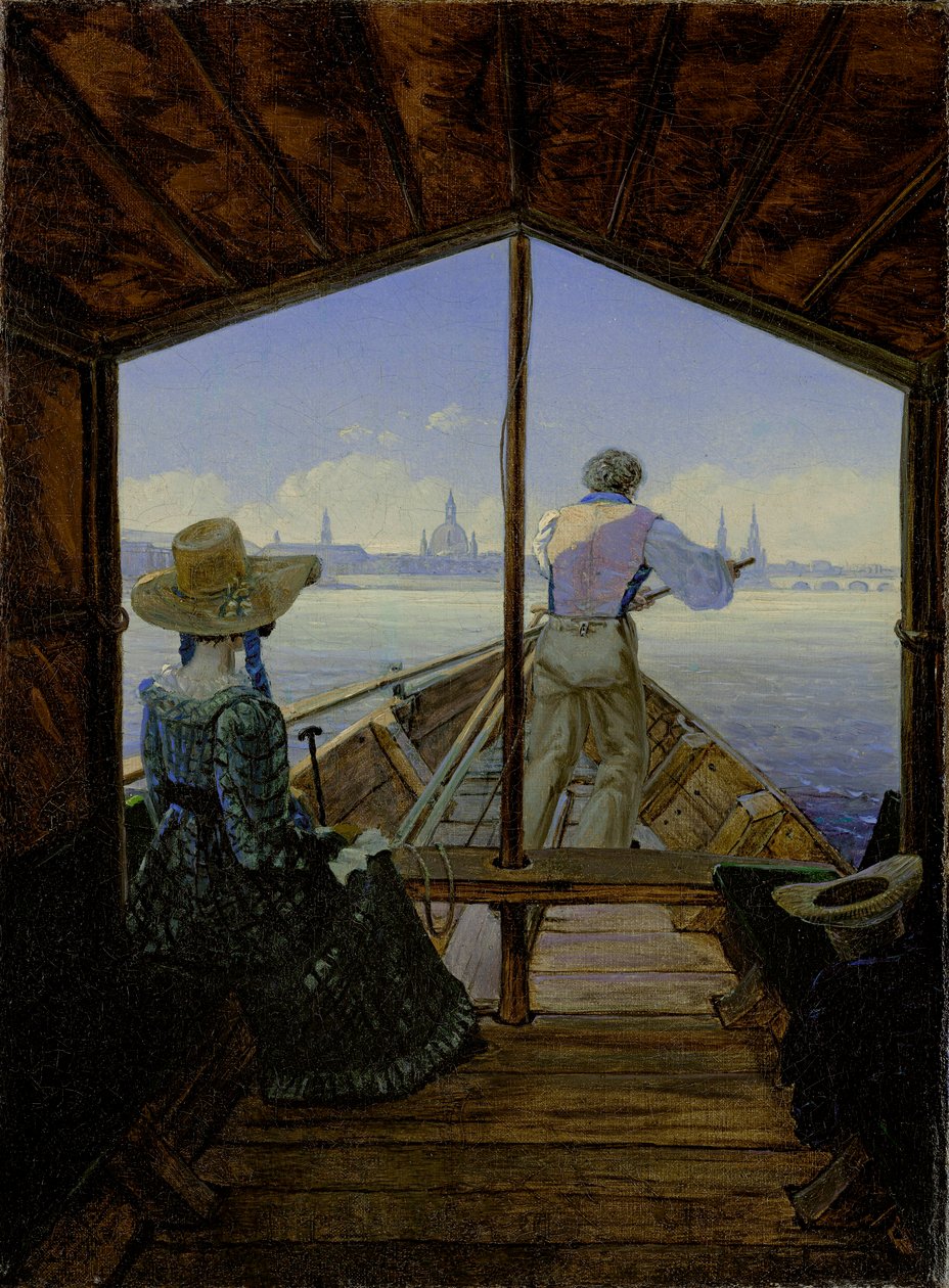 De manhã cedo no Elba, perto de Dresden, 1827 de Karl Gustav Carus