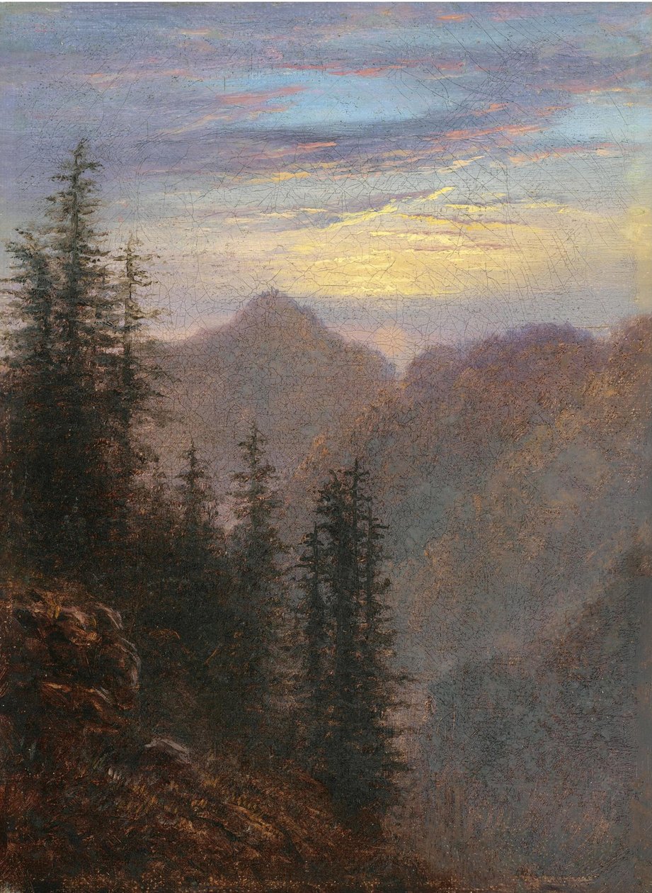 Vista, de, a, montanhas, em, anoitecer de Karl Gustav Carus