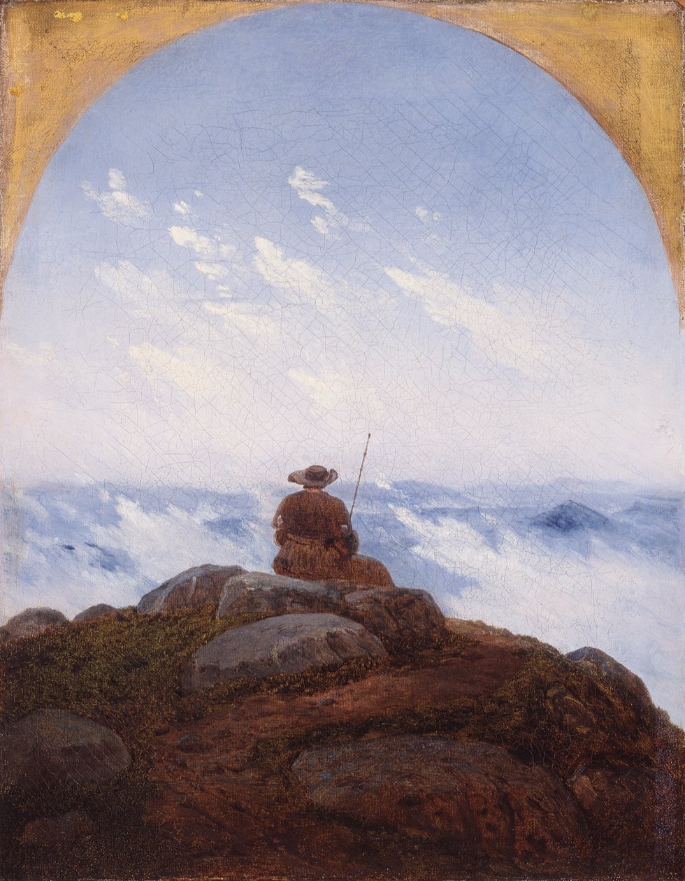 Andarilho no cimo da montanha de Karl Gustav Carus