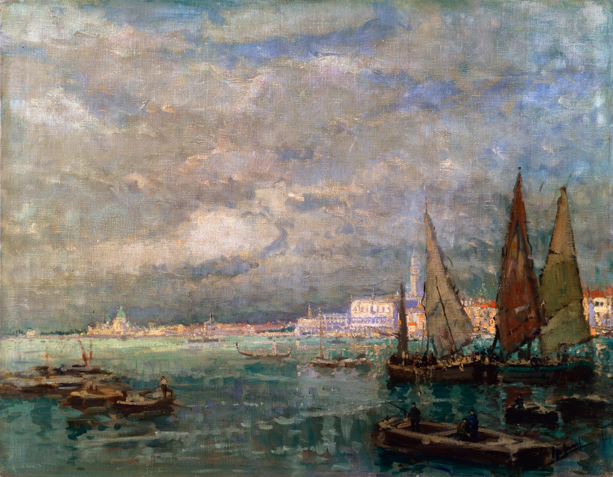 Paisagem com barcos, final do século XIX ou início do século XX. de Karl Hagemeister