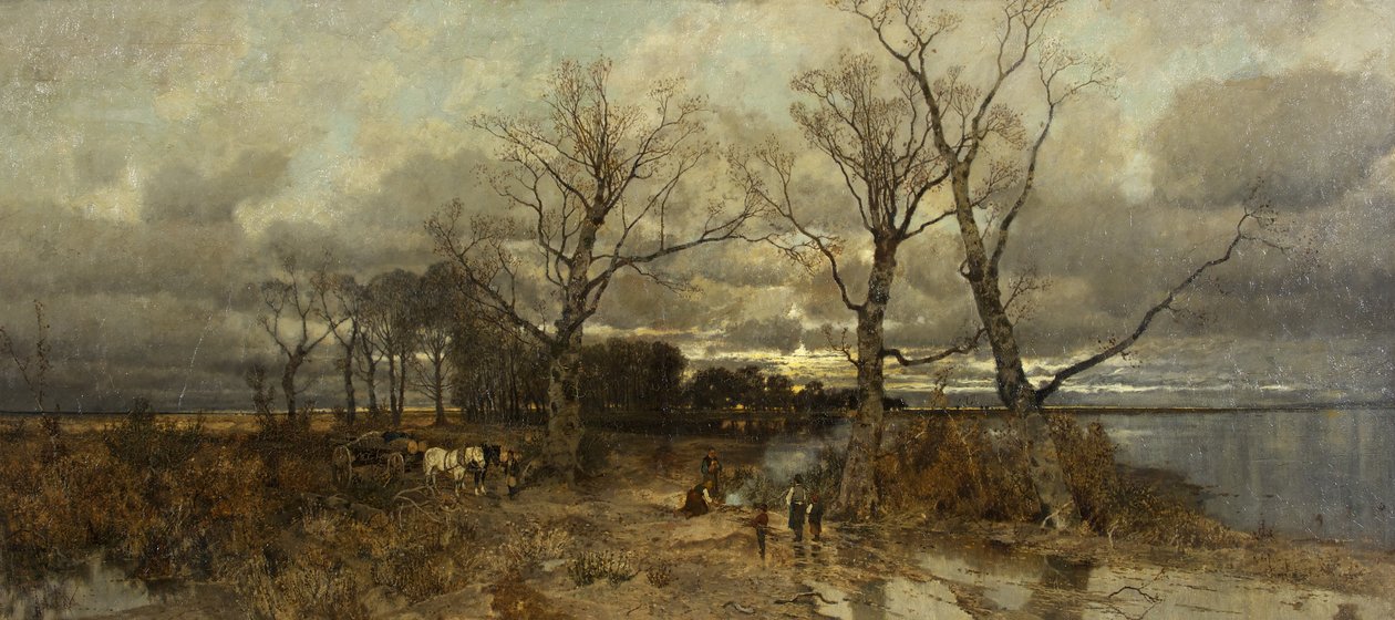 Cena na Holanda, c.1885-90 (óleo sobre tela) de Karl Heffner