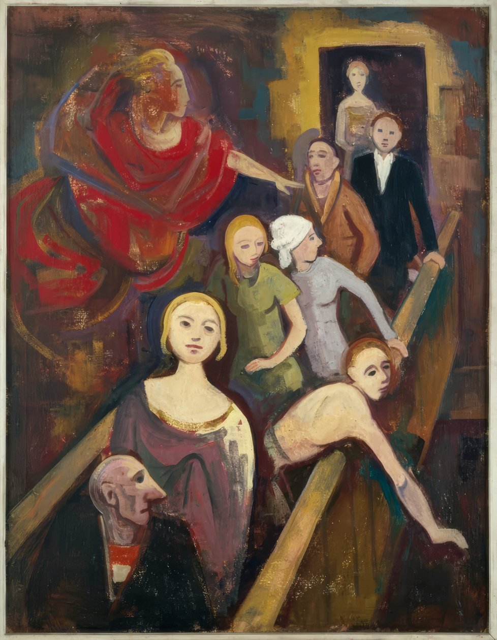 Na escada com anjo de Karl Hofer