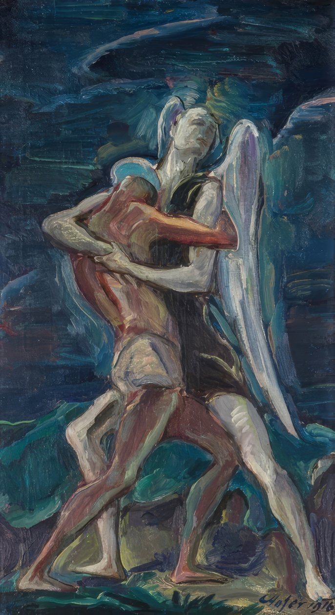 Jacó luta com o anjo de Karl Hofer