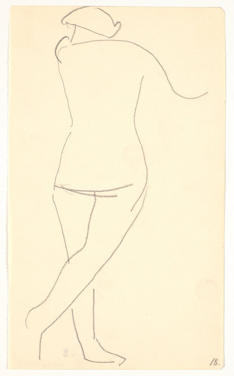Modelo em pé, visto por trás de Karl Isakson