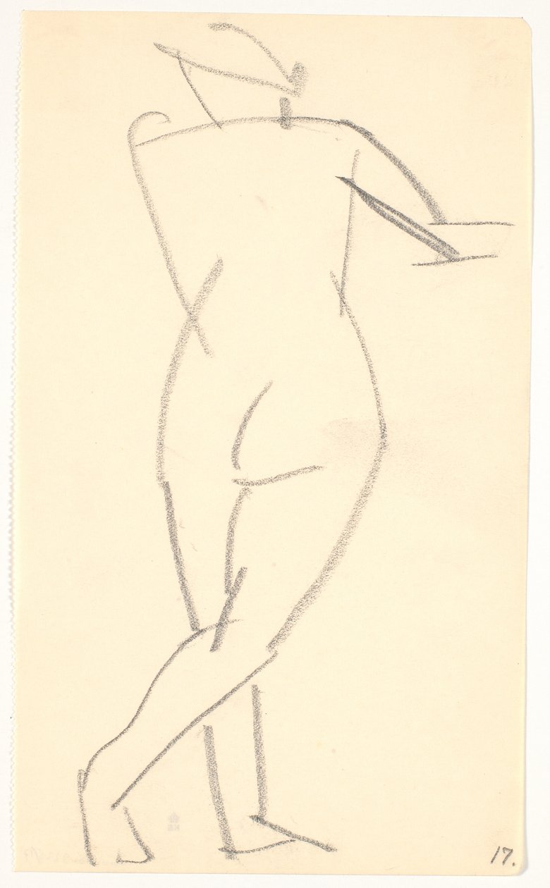 Modelo em pé, visto por trás de Karl Isakson
