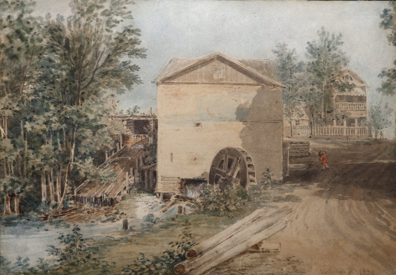 Fábrica de linho e sobrenomes da propriedade dos sobrenomes Goncharov, 1839. de Karl Ivanovich Kolmann
