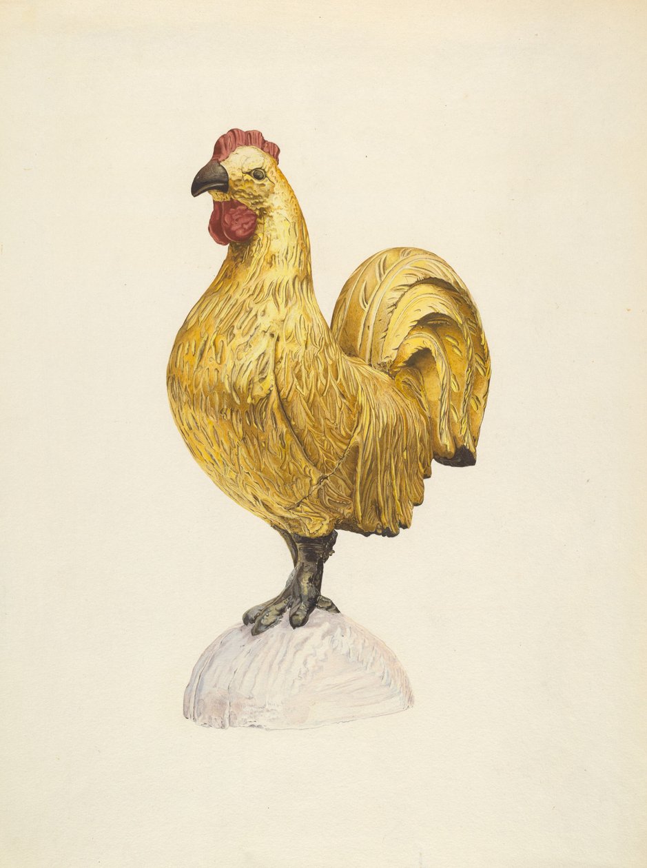 Galo de madeira dourada de Karl J. Hentz