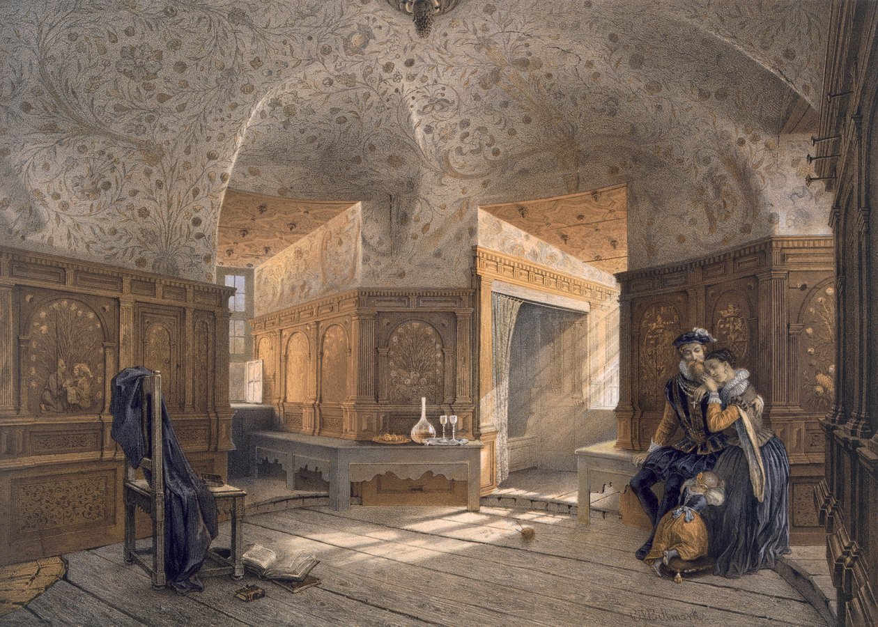 Prisão do rei Erik XIV, filho de Gustav I, em Gripsholm, pub. c1853-64. de Karl Johann Billmark