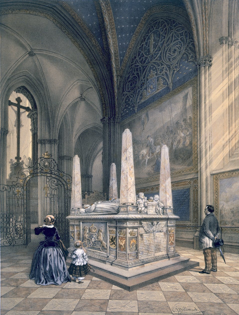 Túmulo de Gustav I na Catedral de Uppsala, pub. c1853-64. de Karl Johann Billmark