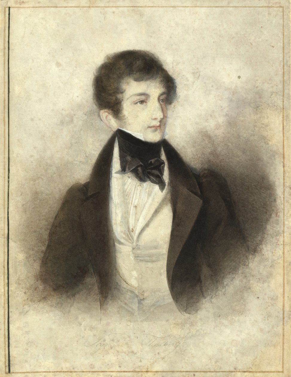 Retrato do pianista e compositor Sigismund Thalberg 1812-1871 , 1829. de Karl Joseph Aloys Agricola