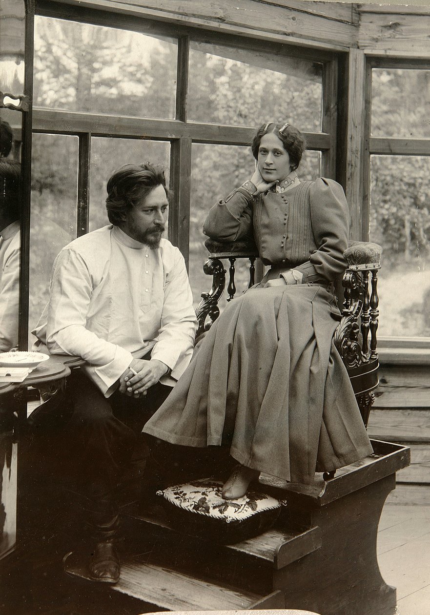 Autor russo Leonid Andreyev com sua esposa, no início do século XX. de Karl Karlovich Bulla