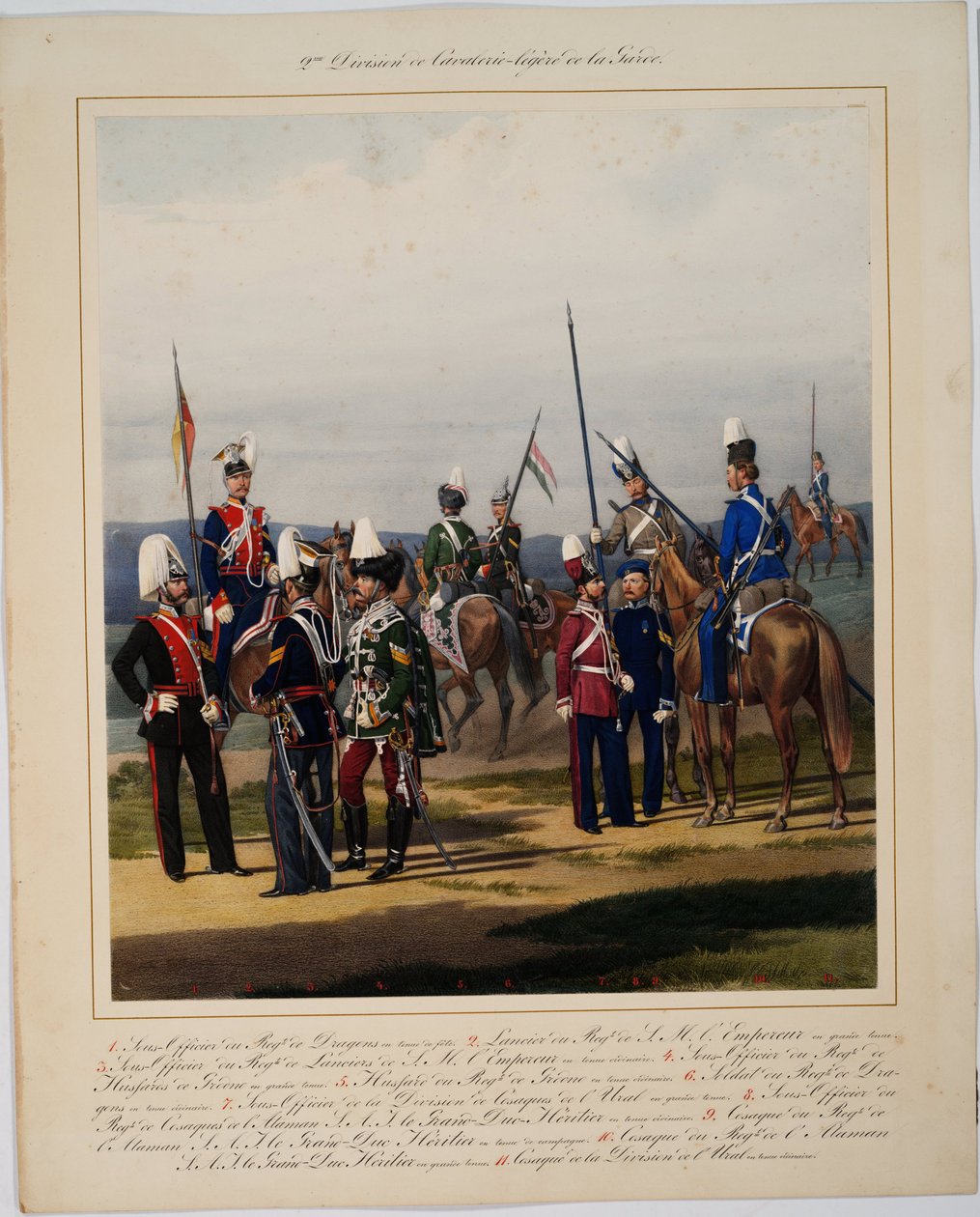 La 2eme division de la cavalerie legere - A 2ª Divisão de Cavalaria da Guarda - Piratsky, Karl Karlovich (1813-1889) - 1867 - Litografia a cores - 56x45 - Colecção Privada de Karl Karlovich Piratsky