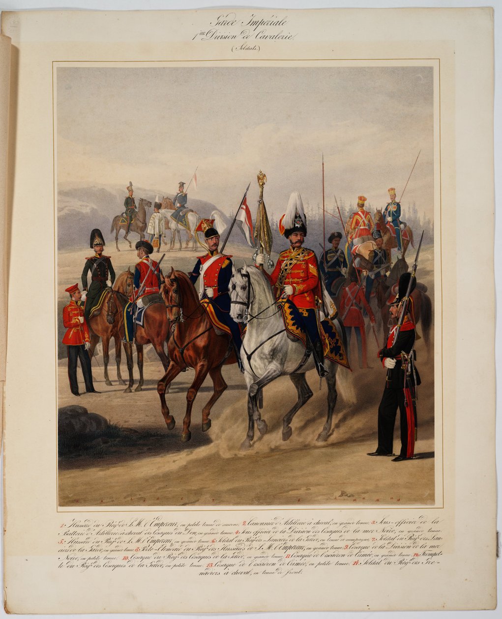 Soldados da 1ª Divisão de Cavalaria da Guarda Imperial Russa, 1867 de Karl Karlovich Piratsky