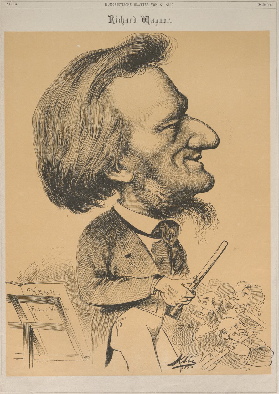 Richard Wagner na mesa do maestro, 1873. de Karl Klic