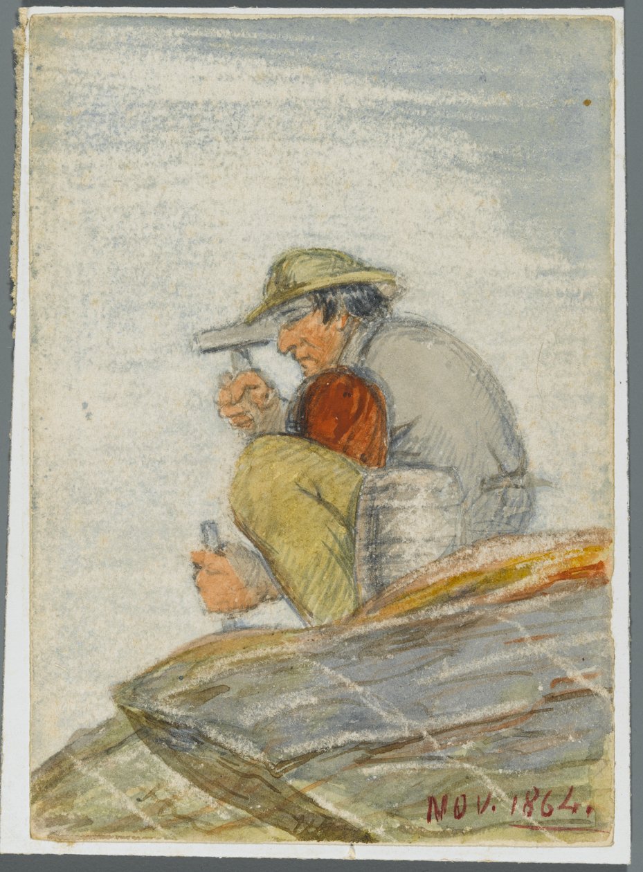 Stone Worker, 1864 (wc sobre underdrawing de mídia negra) de Karl L.H. Mueller