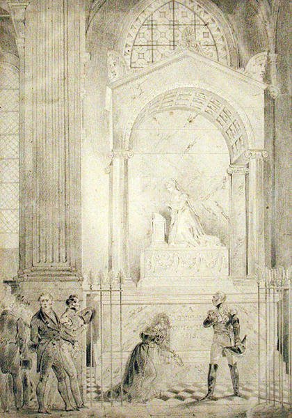 Monumento Funerário da Imperatriz Josefina (1763-1814) na Igreja de São Pedro e São Paulo, Rueil-Malmaison (lápis sobre papel) de Karl Loeillot Hartwig