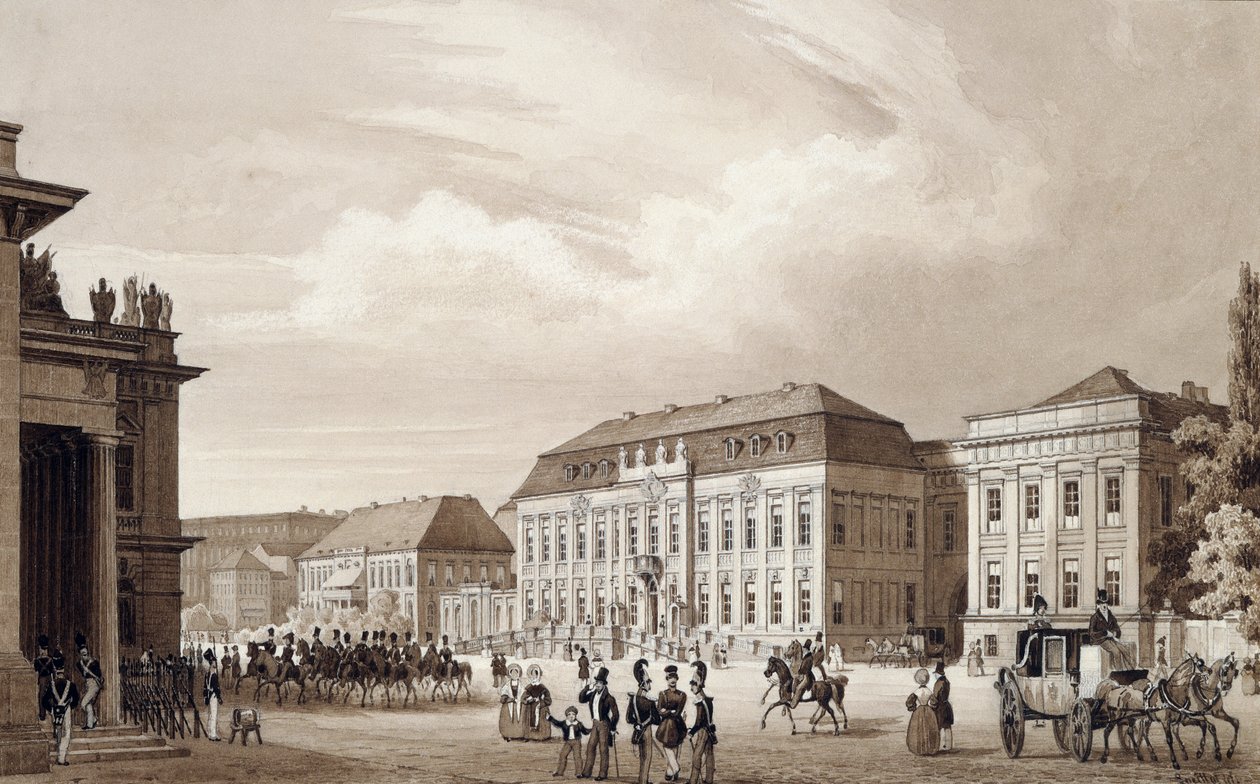Unter Den Linden, Berlim, c.1840 (aguarela) de Karl Loeillot de Mars