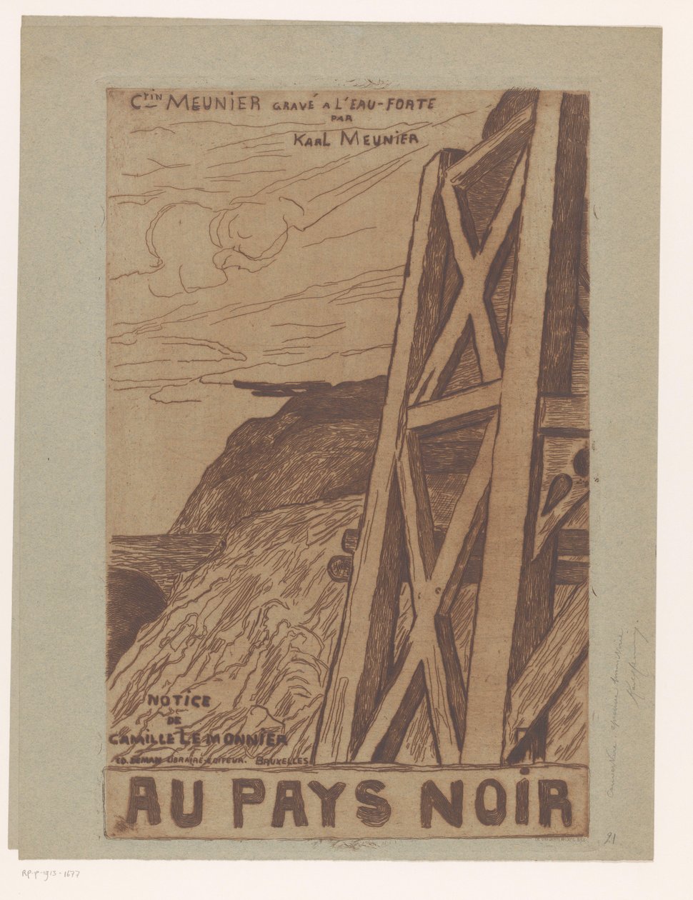Paisagem de montanha com construção industrial
Página de título para: Lemonnier, Au Pays Noir, [1885] de Karl Meunier