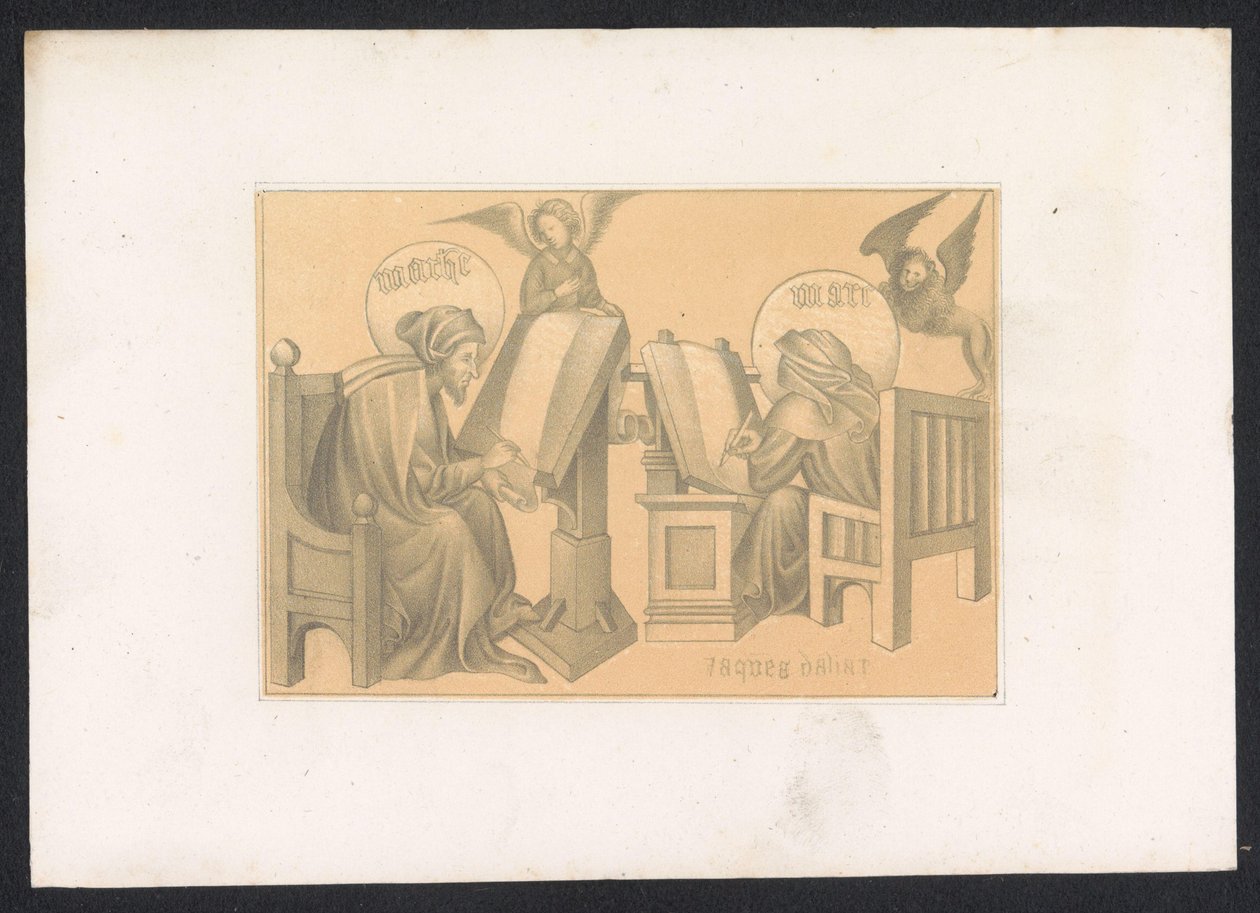 Evangelistas Matteus e Marcus Desenhos e estudos de um mestre holandês do século XV. Século. Baseado nos originais mantidos na Biblioteca Real de Berlim (título da série) de Karl Palzow
