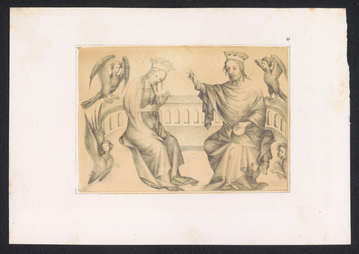 Kroning van Maria Desenhos e estudos de um mestre holandês do século XV. Século. Baseado nos originais mantidos na Biblioteca Real de Berlim (título da série) de Karl Palzow