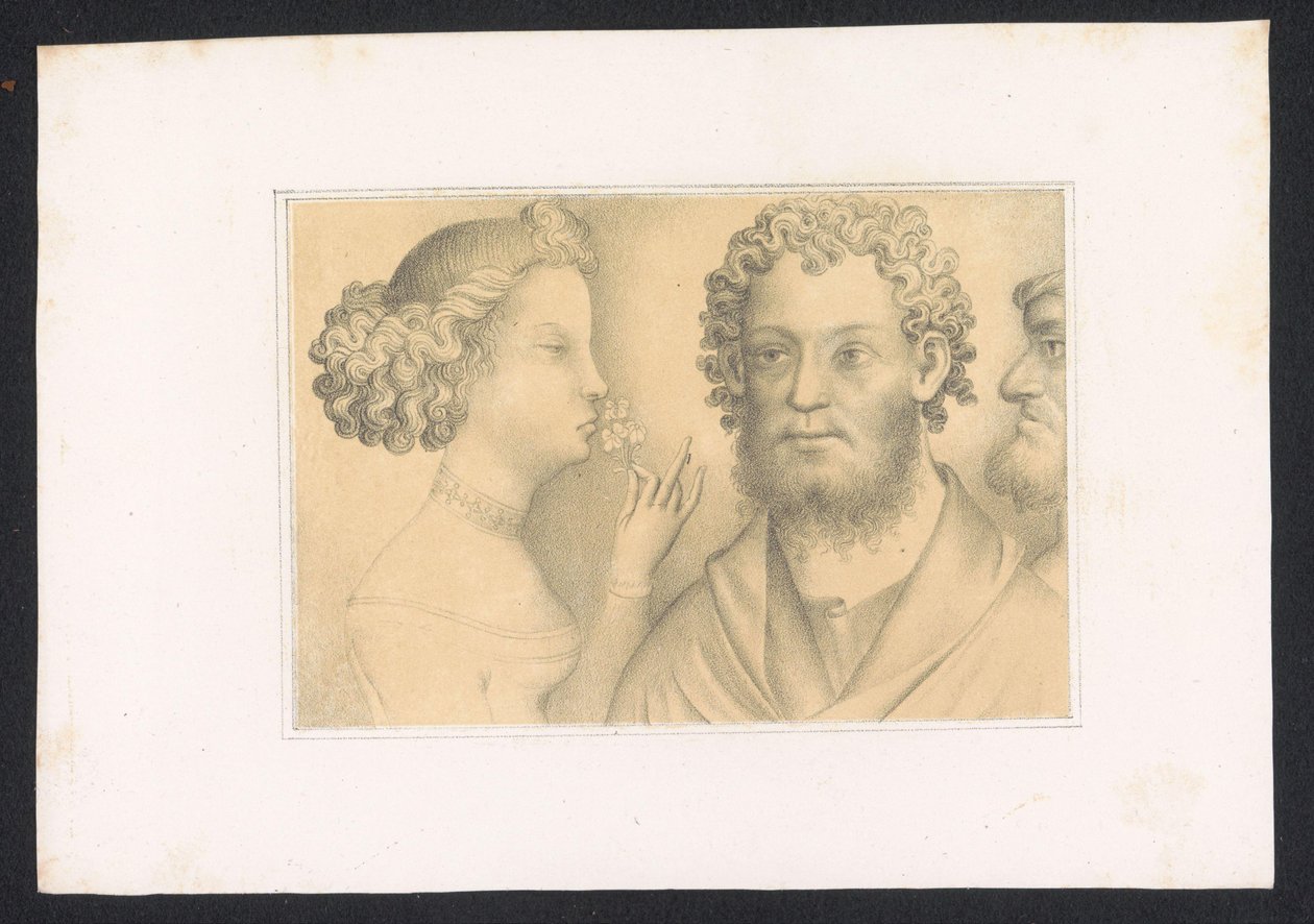 Mannen en jonge vrouw Desenhos e estudos de um mestre holandês do século XV. Século. Baseado nos originais mantidos na Biblioteca Real de Berlim (título da série) de Karl Palzow