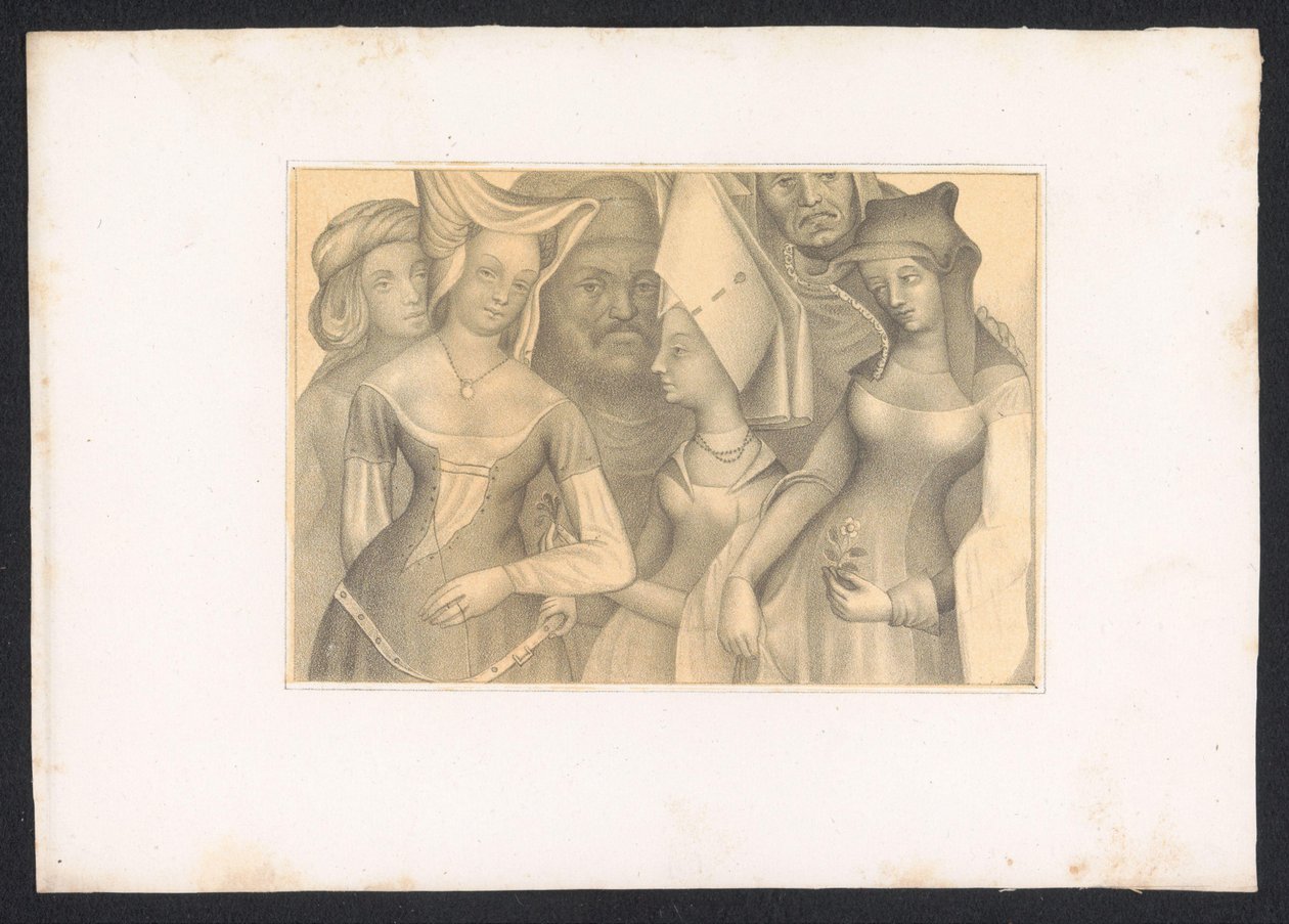 Quatro mulheres e dois homens
Desenhos e estudos de um mestre holandês do século XV. Após os originais preservados na Biblioteca Real em Berlim (título da série) de Karl Palzow