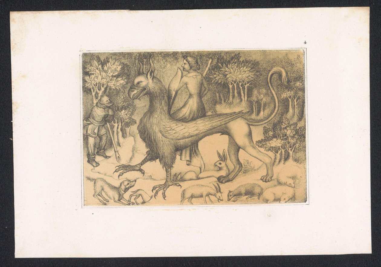 Vrouw tremendo op griffioen Desenhos e estudos de um mestre holandês do século XV. Século. Baseado nos originais mantidos na Biblioteca Real de Berlim (título da série) de Karl Palzow