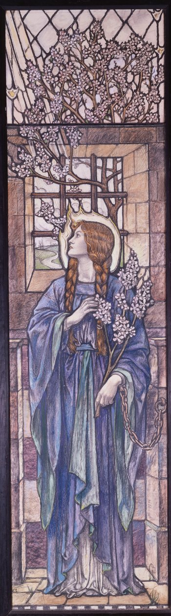 Esperança: Design para vitrais na Igreja de Todos os Santos, Eastchurch, Ilha de Sheppey, c.1912 (giz preto e colorido, aquarela e cor do corpo) de Karl Parsons
