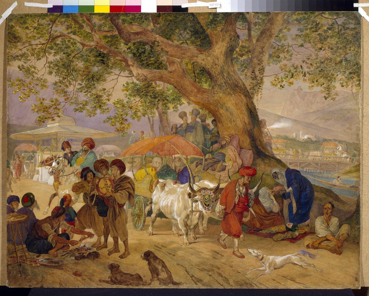 Fontes de Água Doce perto de Constantinopla (Império Otomano, actual Istambul, Turquia). (Molas de água doce perto de Constantinopla). Trabalho de Karl Pavlovich Briullov (Briullov) (1799-1852), aguarela e branco sobre papel de Karl Pavlovich Bryullov