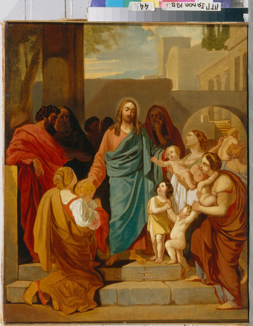 Le Christ benissant les enfants (Cristo abençoa as Crianças) - Peinture de Karl Pavlovich Briullov (Brioullov) (1799-1852), huile sur toile de Karl Pavlovich Bryullov