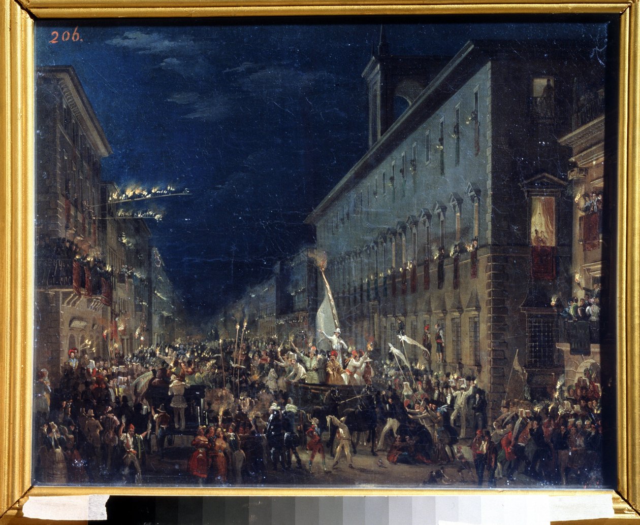 Manifestation politique a Rome (Itália) (Manifestação política em Roma) - Pintura de Karl Pavlovich Briullov (Brioullov) (1799-1852) - Óleo sobre tela, 37 x 46 cm de Karl Pavlovich Bryullov
