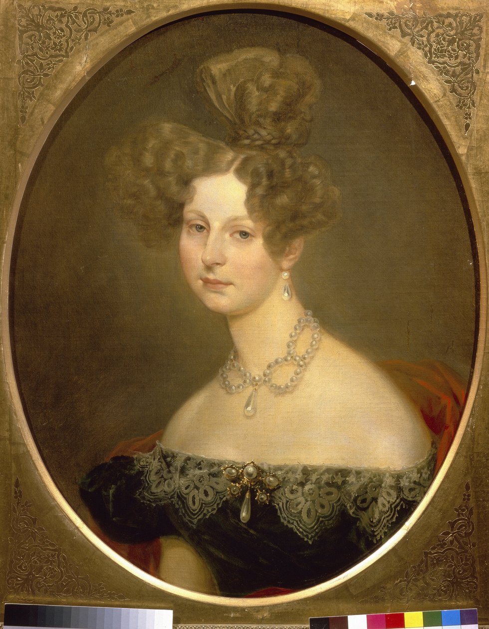 Portrait de la princesse Frederique Charlotte Marie de Wurtemberg (1807-1873), grande duchesse Helene de Russie. (Retrato de Friederike Charlotte Marie de Wurttemberg, Grã-Duquesa Pavlovna da Rússia). Peinture de Karl Pavlovich Briullov (Brioullov) (179 de Karl Pavlovich Bryullov