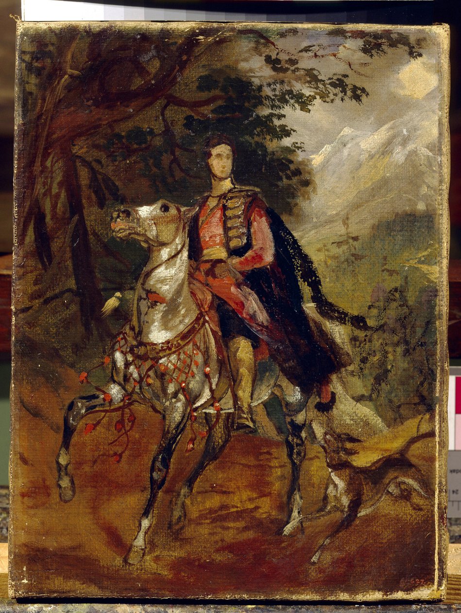 Retrato do Conde Anatole Nikolaievich Demidov (Demidoff), primeiro príncipe de San Donato (1812-1870). Pintura de Karl Pavlovich Briullov (Bryullov) (1799-1852), óleo sobre tela, por volta de 1831. Arte russa de Karl Pavlovich Bryullov