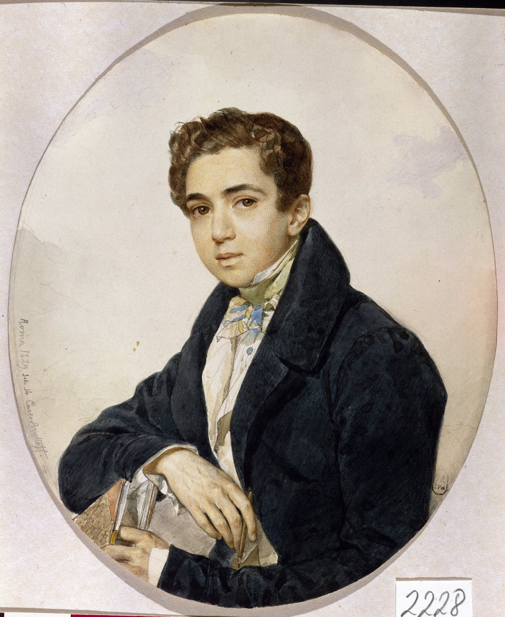 Retrato do Príncipe Grigory Grigorievich Gagarin (Grigori Gagarin) (1810-1893) (Retrato do Príncipe Grigory Grigorievich Gagarin) - Obra de Karl Pavlovich Briullov (Briullov) (1799-1852), aquarela e tinta sobre papel de Karl Pavlovich Bryullov
